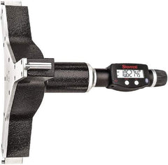 Starrett - 10" to 11", IP67, Carbide Face Electronic Inside Micrometer - 0.00005" Resolution, 0.00035" Accuracy, 4-5/8" Gage Depth - Eagle Tool & Supply
