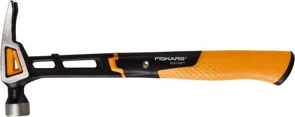 Fiskars - 16 oz Head, Straight Nail Hammer - 13-1/2" OAL, Forged Steel Head, 1-3/16" Face Diam, Smooth Face - Eagle Tool & Supply