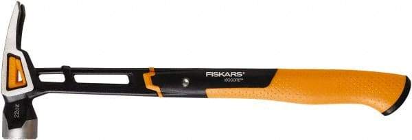 Fiskars - 22 oz Head, Straight Framing Hammer - 16" OAL, Forged Steel Head, 1-5/16" Face Diam, Milled Face - Eagle Tool & Supply