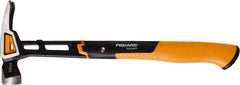 Fiskars - 20 oz Head, Straight Nail Hammer - 15-1/2" OAL, Forged Steel Head, 1-1/4" Face Diam, Smooth Face - Eagle Tool & Supply