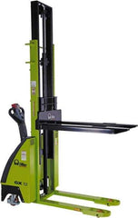 Vestil - 2,500 Lb Capacity, 89" Lift Height, Battery Operated Self-Propelled Electric Stacker - 45" Fork Length x 22" Fork Width - Eagle Tool & Supply