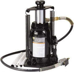 Omega Lift Equipment - 20 Ton Capacity Hydraulic Bottle Jack - 9-5/8" to 18-7/8" High, 9-1/4" Piston Stroke, 6" Screw Length, 6-3/4" Long x 9" Wide Base - Eagle Tool & Supply