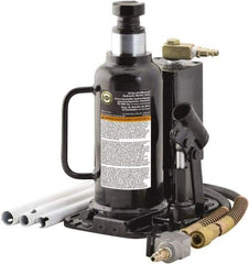 Omega Lift Equipment - 12 Ton Capacity Hydraulic Bottle Jack - 9-1/2" to 18-1/2" High, 9" Piston Stroke, 6-1/4" Long x 7-7/8" Wide Base - Eagle Tool & Supply
