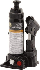 Omega Lift Equipment - 2 Ton Capacity Hydraulic Bottle Jack - 7-1/4" to 13-3/4" High, 6-1/2" Piston Stroke, 2" Screw Length, 3-5/8" Long x 3-7/8" Wide Base - Eagle Tool & Supply