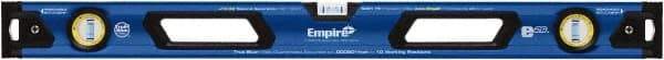 Empire Level - 32" Long 3 Vial Box Beam Level - Metal, Blue, 1 Level & 2 Plumb Vials - Eagle Tool & Supply