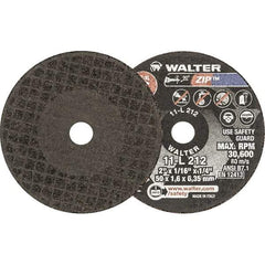 WALTER Surface Technologies - 2" 24 Grit Aluminum Oxide Cutoff Wheel - 1/16" Thick, 1/4" Arbor, 30,600 Max RPM, Use with Die Grinders - Eagle Tool & Supply