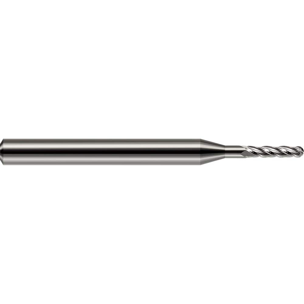 Harvey Tool - Ball End Mills; Mill Diameter (Decimal Inch): 0.0950 ; Number of Flutes: 4 ; Length of Cut (Decimal Inch): 0.2850 ; Material: Solid Carbide ; Overall Length (Inch): 1-1/2 ; Overall Length (Decimal Inch): 1.50000 - Exact Industrial Supply