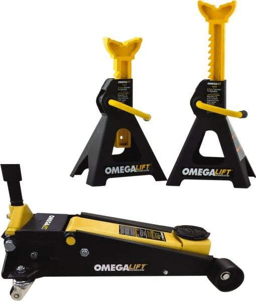 Omega Lift Equipment - 2.5 Ton Capacity Service Floor Jack - 5-3/8 to 19-7/8" High - Eagle Tool & Supply