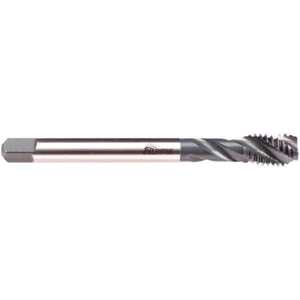 Emuge - 7/8-9 UNC 4 Flute 2B/3B Modified Bottoming Spiral Flute Tap - High Speed Steel, NE2 Finish, 5.512" OAL, Right Hand Flute, Right Hand Thread, Series CU533200 - Eagle Tool & Supply