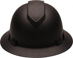 PYRAMEX - ANSI Type I, Class E Rated, 4-Point, Ratchet Adjustment Hard Hat - One Size Fits Most, Graphite, Full Brim - Eagle Tool & Supply