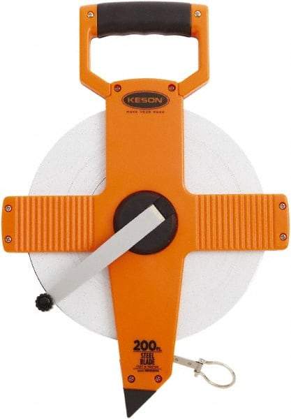 Keson - 200' x 3/8" Tape Measure - 1/10 & 1/100" Graduation - Eagle Tool & Supply