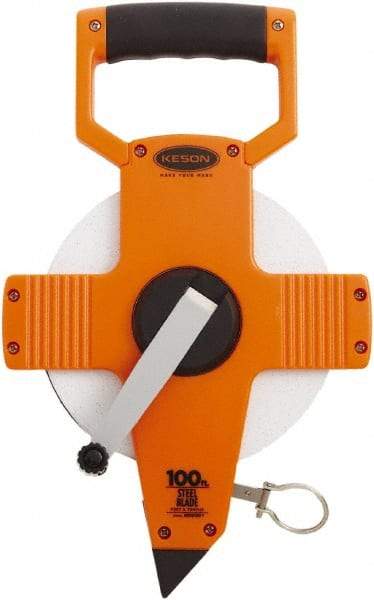 Keson - 100' x 3/8" Tape Measure - 1/10 & 1/100" Graduation - Eagle Tool & Supply