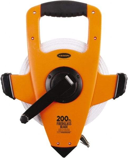 Keson - 200' x 1/2" Tape Measure - 1/8, 1/10 & 1/100" Graduation - Eagle Tool & Supply