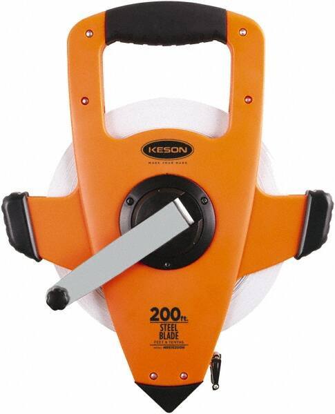 Keson - 200' x 3/8" Tape Measure - 1/10 & 1/100" Graduation - Eagle Tool & Supply