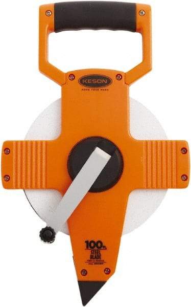 Keson - 100' x 3/8" Tape Measure - 1/10 & 1/100" Graduation - Eagle Tool & Supply
