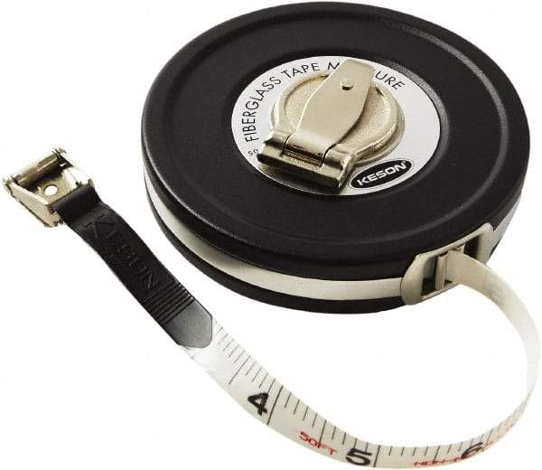 Keson - 50' x 1/2" Tape Measure - 1/10 & 1/100" Graduation - Eagle Tool & Supply