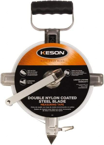 Keson - 200' x 3/8" Tape Measure - 1/10 & 1/100" Graduation - Eagle Tool & Supply