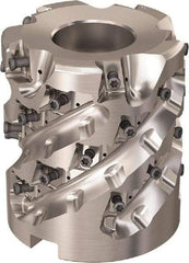 Seco - 30 Inserts, 3.1496" Cut Diam, 1.26" Arbor Diam, 69mm Max Depth of Cut, Indexable Square-Shoulder Face Mill - 90° Lead Angle, 3.5433" High, LOEX-12 Insert Compatibility, Through Coolant, Series Square T4-12 - Eagle Tool & Supply