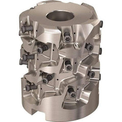 Seco - 25 Inserts, 2.4803" Cut Diam, 1.06" Arbor Diam, 58mm Max Depth of Cut, Indexable Square-Shoulder Face Mill - 90° Lead Angle, 2.9528" High, LOEX-12 Insert Compatibility, Through Coolant, Series Square T4-12 - Eagle Tool & Supply
