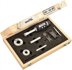 Starrett - 10 to 20mm, 62mm Gage Depth, 0.001mm Resolution, Friction Thimble, IP65 Electronic Inside Hole Micrometer Set - Accurate to 0.004mm, 1 Head, 3 Anvils, 2 Setting Rings, Data Output, Instant Inch/Millimeter Conversion - Eagle Tool & Supply