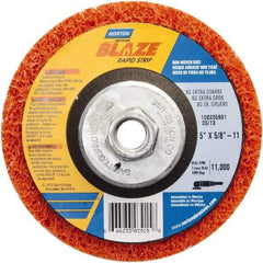 Norton - 5" Extra Coarse Grade Aluminum Oxide Deburring Disc - 5/8" Center Hole, Arbor Connection - Eagle Tool & Supply