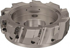 Seco - 10 Inserts, 200mm Cut Diam, 60mm Arbor Diam, 25mm Max Depth of Cut, Indexable Square-Shoulder Face Mill - 90° Lead Angle, 63mm High, ABEX 26.. Insert Compatibility, Through Coolant, Series R220.96 - Eagle Tool & Supply