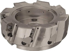 Seco - 8 Inserts, 160mm Cut Diam, 40mm Arbor Diam, 25mm Max Depth of Cut, Indexable Square-Shoulder Face Mill - 90° Lead Angle, 63mm High, ABEX 26.. Insert Compatibility, Through Coolant, Series R220.96 - Eagle Tool & Supply