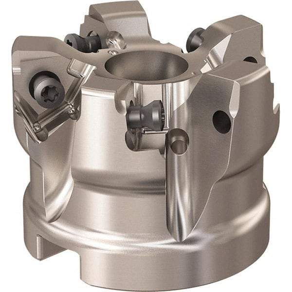 Seco - 5 Inserts, 52mm Cut Diam, 22mm Arbor Diam, 7.5mm Max Depth of Cut, Indexable Square-Shoulder Face Mill - 90° Lead Angle, 40mm High, XNEX 08 Insert Compatibility, Through Coolant, Series R220.96 - Eagle Tool & Supply