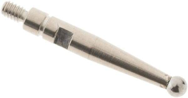 SPI - 2mm Ball Diam, Carbide, Ball Test Indicator Contact Point - 0.606" Contact Point Length, Use with Mitutoyo Test Indicators - Eagle Tool & Supply