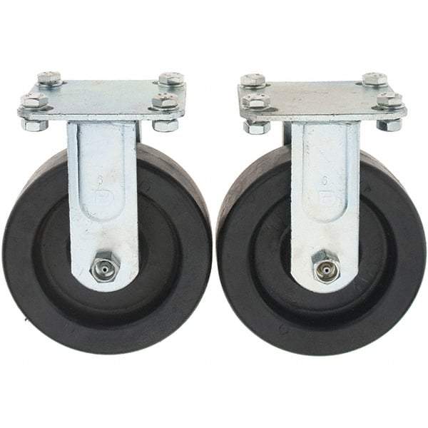 Value Collection - 6" Diam x 2" Wide x 7-39/64" OAH Top Plate Mount Rigid Caster - Polypropylene, 1,000 Lb Capacity, Sleeve Bearing, 3-7/8 x 4-1/2" Plate - Eagle Tool & Supply