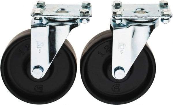 Value Collection - 5" Diam x 1-1/4" Wide x 6-15/64" OAH Top Plate Mount Swivel Caster - Polypropylene, 250 Lb Capacity, Sleeve Bearing, 2-1/2 x 3-3/4" Plate - Eagle Tool & Supply