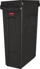 Rubbermaid - 23 Gal Brown Rectangle Trash Can - Polyethylene, None Graphic, 30" High x 22" Long x 11" Wide, Lid Not Included - Eagle Tool & Supply