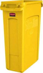 Rubbermaid - 23 Gal Yellow Rectangle Trash Can - Polyethylene, None Graphic, 30" High x 22" Long x 11" Wide, Lid Not Included - Eagle Tool & Supply