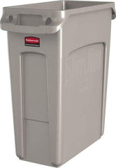 Rubbermaid - 16 Gal Beige Rectangle Trash Can - Polyethylene, None Graphic, 25" High x 22" Long x 11" Wide, Lid Not Included - Eagle Tool & Supply