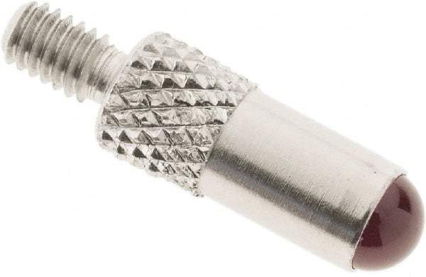 SPI - #4-48, 4mm Ball Diam, Ruby Cupped Ball Contact Point - 1/2" Contact Point Length, Use with Dial Indicators - Eagle Tool & Supply
