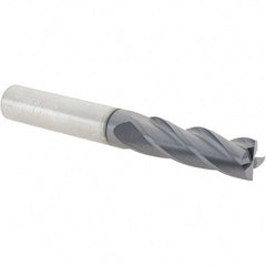 Kennametal - 3/8", 1-1/8" LOC, 3/8" Shank Diam, 3" OAL, 4 Flute, Solid Carbide Square End Mill - Single End, TiAlN Finish, Spiral Flute, 30° Helix, Centercutting, Right Hand Cut, Right Hand Flute - Eagle Tool & Supply