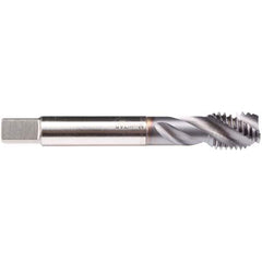 Emuge - M20x2.50 M 3 Flute 6H Modified Bottoming Spiral Flute Tap - High Speed Steel, TiCN Finish, 140mm OAL, Right Hand Flute, Right Hand Thread, Series C4939300 - Eagle Tool & Supply