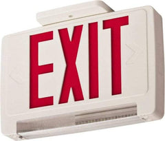 Lithonia Lighting - 1 Face, 2.32 Watt, White, Thermoplastic, LED, Illuminated Exit Sign - 120/277 VAC, Nickel Cadmium, Surface Mounted, Wall Mounted - Eagle Tool & Supply