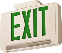 Lithonia Lighting - 1 Face, 2.32 Watt, White, Thermoplastic, LED, Illuminated Exit Sign - 120/277 VAC, Nickel Cadmium, Surface Mounted, Wall Mounted - Eagle Tool & Supply