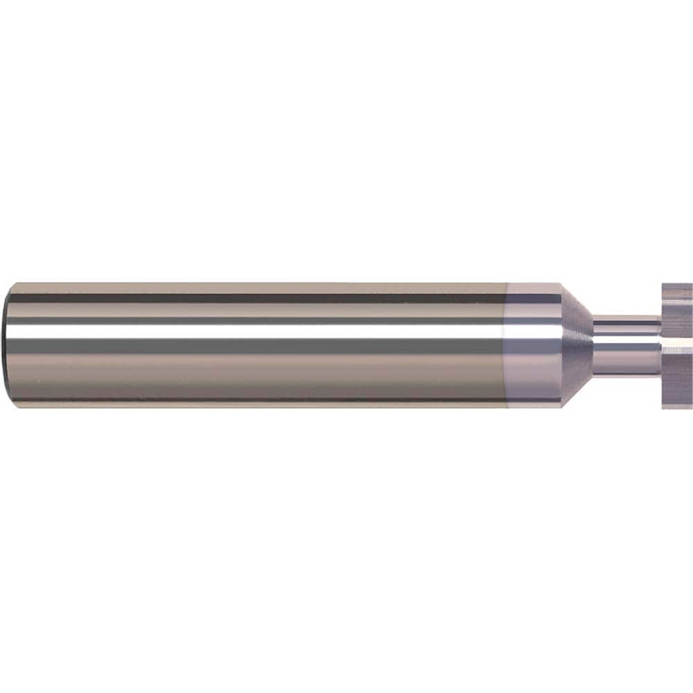 Woodruff Keyseat Cutter: 0.25″ Cut Dia, 0.062″ Cut Width, 1/4″ Shank Dia, Straight Tooth 2-1/2″ OAL, 4 Teeth, Solid Carbide, TiB2 Finish, ANSI 202, Old Standard 201