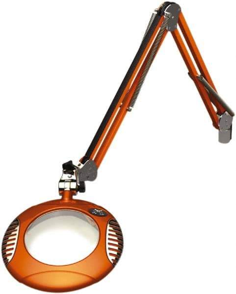 O.C. White - 43 Inch, Spring Suspension, Clamp on, LED, Brilliant Orange, Magnifying Task Light - 8 Watt, 7.5 and 15 Volt, 2x Magnification, 6 Inch Long - Eagle Tool & Supply