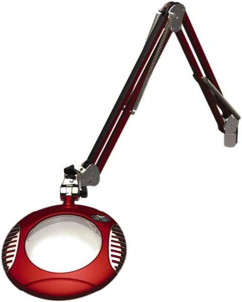 O.C. White - 43 Inch, Spring Suspension, Clamp on, LED, Blaze Red, Magnifying Task Light - 8 Watt, 7.5 and 15 Volt, 2x Magnification, 6 Inch Long - Eagle Tool & Supply