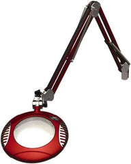 O.C. White - 43 Inch, Spring Suspension, Clamp on, LED, Blaze Red, Magnifying Task Light - 8 Watt, 7.5 and 15 Volt, 2x Magnification, 6 Inch Long - Eagle Tool & Supply