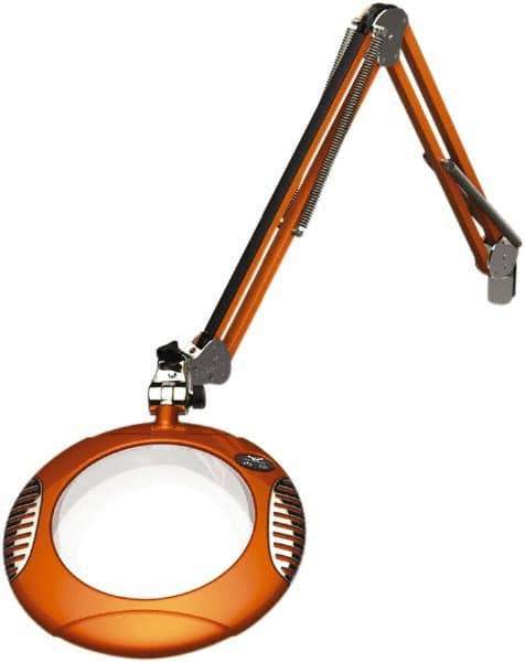 O.C. White - 43 Inch, Spring Suspension, Clamp on, LED, Brilliant Orange, Magnifying Task Light - 8 Watt, 7.5 and 15 Volt, 2x Magnification, 5-1/4 Inch Wide, 7-1/2 Inch Long - Eagle Tool & Supply