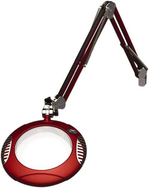 O.C. White - 43 Inch, Spring Suspension, Clamp on, LED, Blaze Red, Magnifying Task Light - 8 Watt, 7.5 and 15 Volt, 2x Magnification, 5-1/4 Inch Wide, 7-1/2 Inch Long - Eagle Tool & Supply