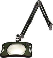 O.C. White - 43 Inch, Spring Suspension, Clamp on, LED, Racing Green, Magnifying Task Light - 8 Watt, 7.5 and 15 Volt, 2x Magnification, 5-1/4 Inch Wide, 7 Inch Long - Eagle Tool & Supply