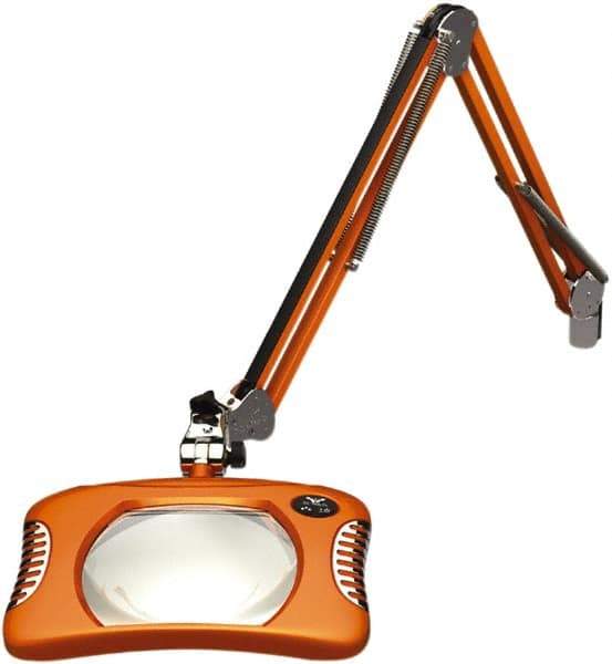 O.C. White - 43 Inch, Spring Suspension, Clamp on, LED, Brilliant Orange, Magnifying Task Light - 8 Watt, 7.5 and 15 Volt, 2x Magnification, 5-1/4 Inch Wide, 7 Inch Long - Eagle Tool & Supply