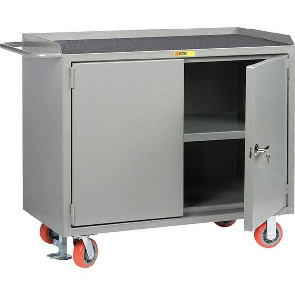 Little Giant - 3,600 Lb Capacity, 2 Door Mobile Service Bench - 41" Wide x 24" Deep x 43" High, Steel, Gray - Eagle Tool & Supply