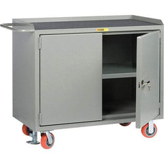 Little Giant - 3,600 Lb Capacity, 2 Door Mobile Service Bench - 41" Wide x 24" Deep x 43" High, Steel, Gray - Eagle Tool & Supply