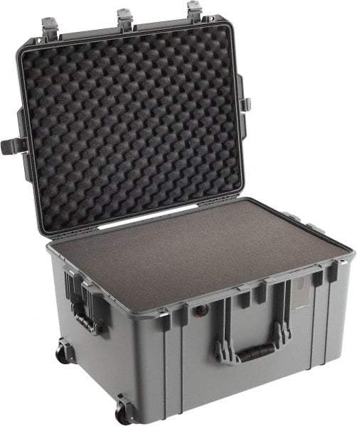 Pelican Products, Inc. - 20-21/32" Wide x 14-7/8" High, Aircase w/Foam & Wheels - Silver - Eagle Tool & Supply